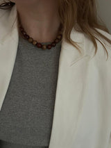 SAMPLE SALE NECKLACE BROWN CERAMIC 42CM